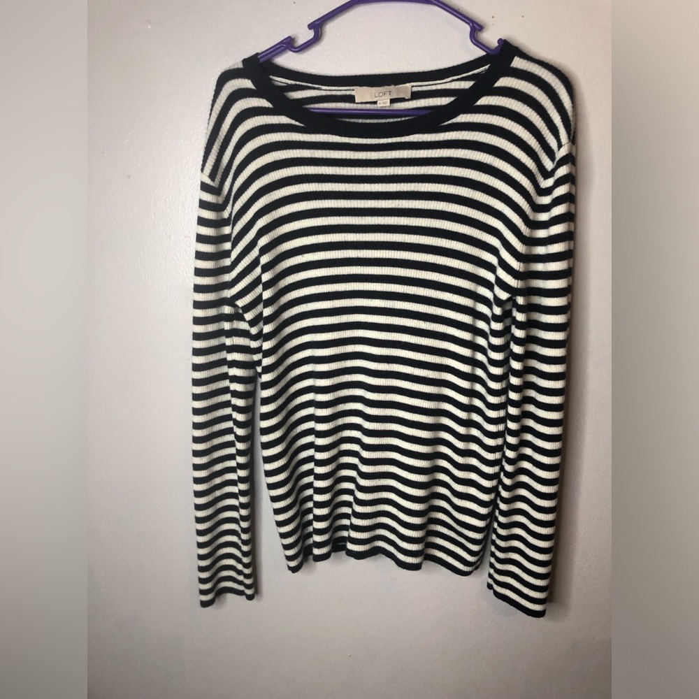 Loft Wool Blend Striped Sweater Women Size XL